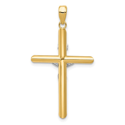 14K Bicolor Hohl Kruzifix Anhänger