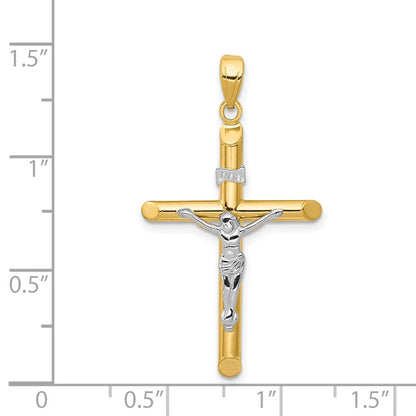 14K Bicolor Hohl Kruzifix Anhänger
