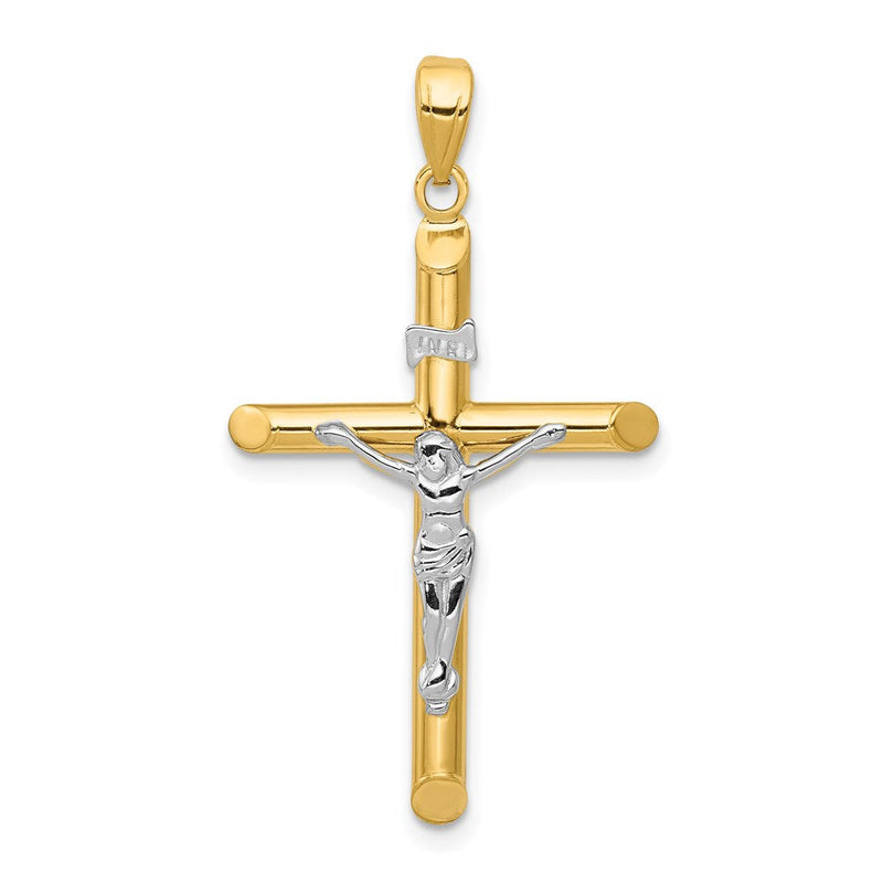 14K Bicolor Hohl Kruzifix Anhänger