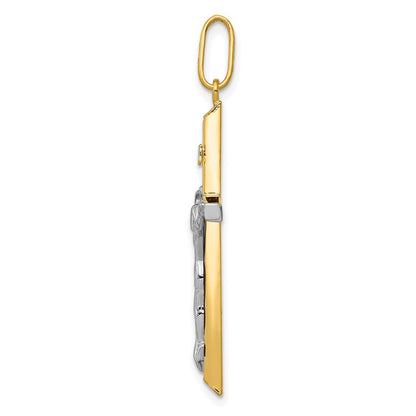 14K Bicolor Gold Kruzifix Anhänger Religious Christlich Fine Schmuck