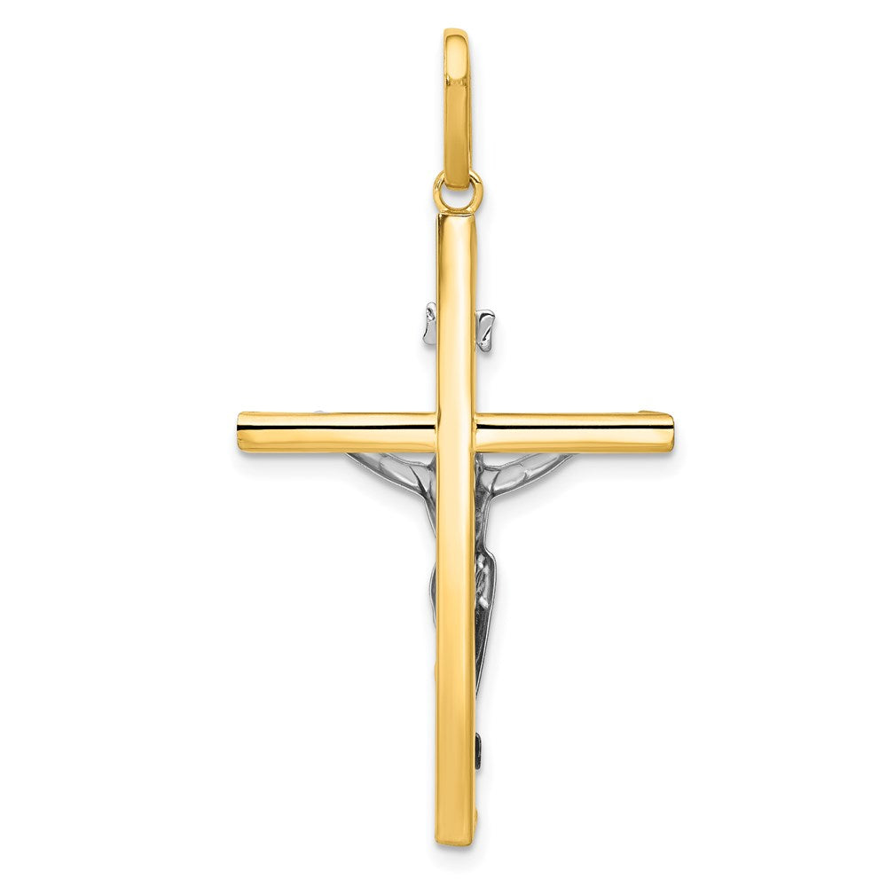 14K Bicolor Gold Kruzifix Anhänger Religious Christlich Fine Schmuck