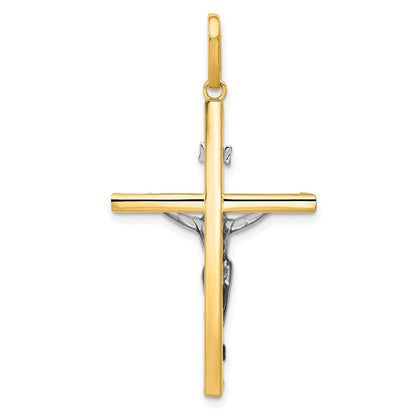 14K Bicolor Gold Kruzifix Anhänger Religious Christlich Fine Schmuck