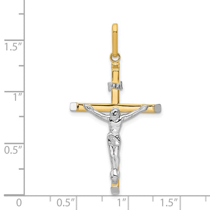 14K Bicolor Gold Kruzifix Anhänger Religious Christlich Fine Schmuck