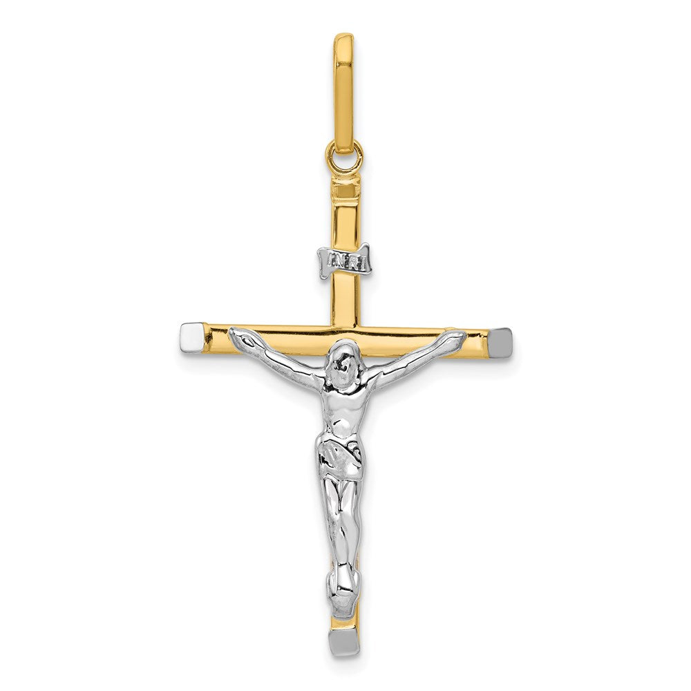 14K Bicolor Gold Kruzifix Anhänger Religious Christlich Fine Schmuck