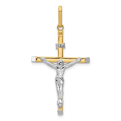14K Bicolor Gold Kruzifix Anhänger Religious Christlich Fine Schmuck