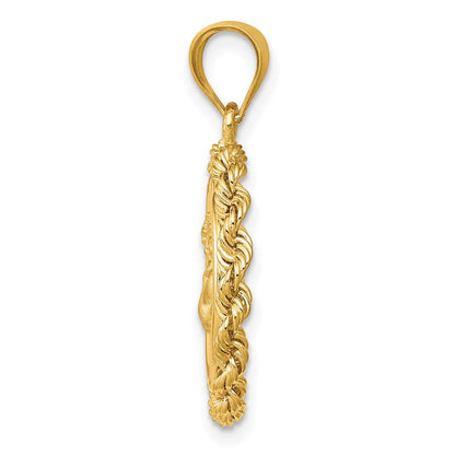 14K Gelbgold Engel-Charm mit Lünette, satiniert