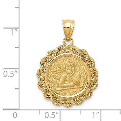 14K Gelbgold Engel-Charm mit Lünette, satiniert