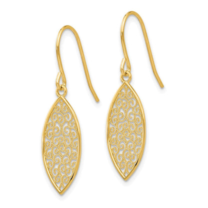 14K Gelbgold Ohrhänger mit Fantasie-Filigran-Tropfen