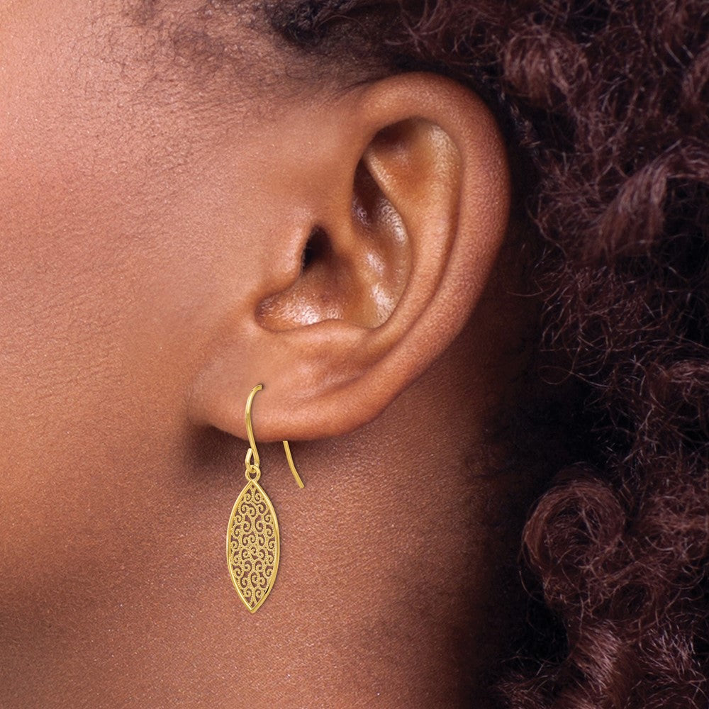 14K Gelbgold Ohrhänger mit Fantasie-Filigran-Tropfen