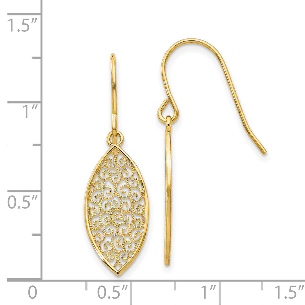 14K Gelbgold Ohrhänger mit Fantasie-Filigran-Tropfen