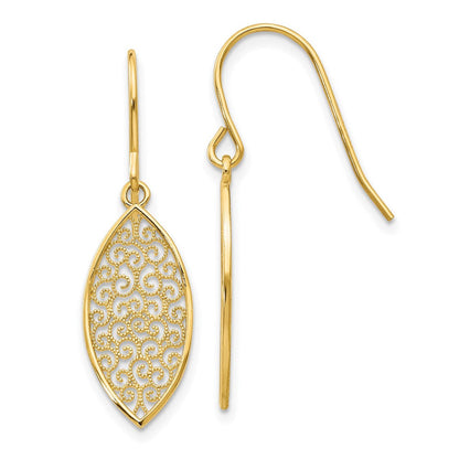 14K Gelbgold Ohrhänger mit Fantasie-Filigran-Tropfen