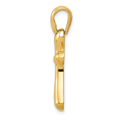 14K Gelbgold Polierter Freiform-Kreuz-Anhänger