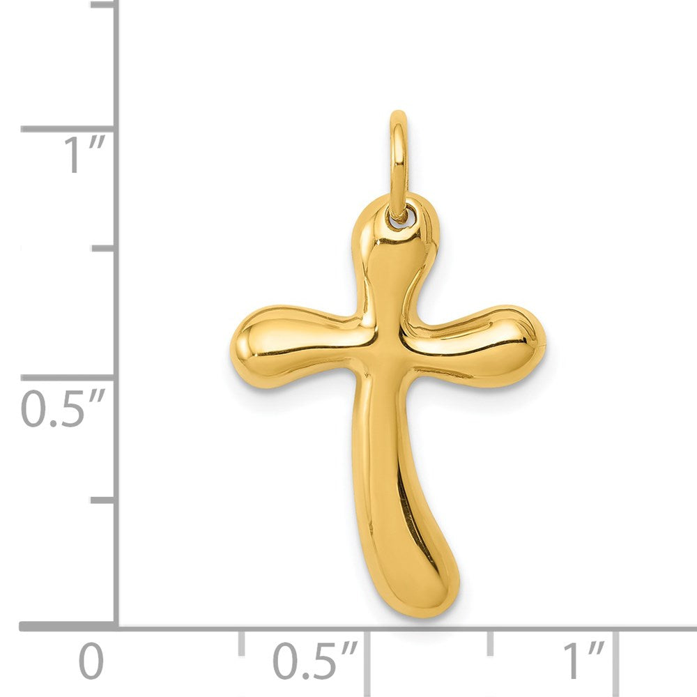 14K Gelbgold Polierter Freiform-Kreuz-Anhänger