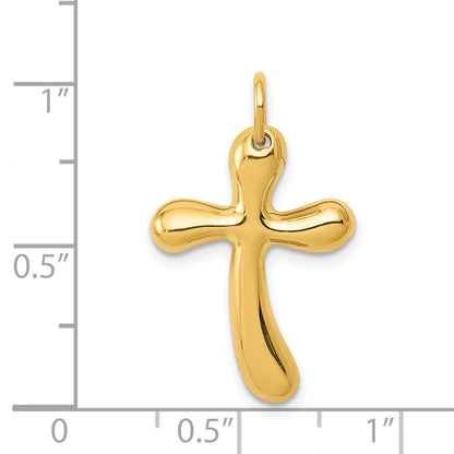 14K Gelbgold Polierter Freiform-Kreuz-Anhänger