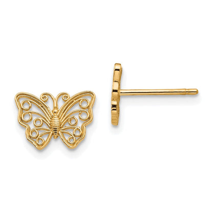 14K Gelbgold Schmetterling Ohrstecker