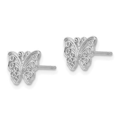 14K Weißgold Schmetterling Ohrstecker