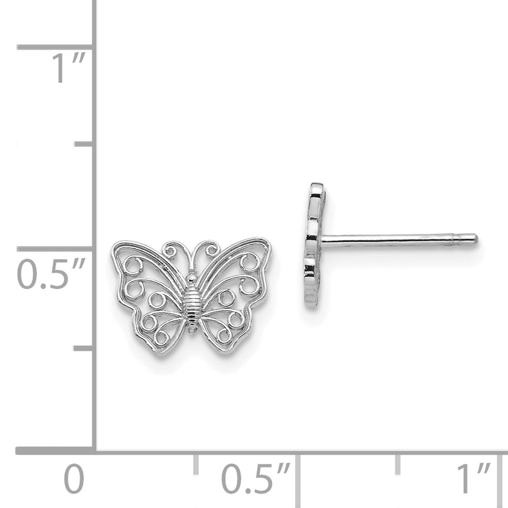 14K Weißgold Schmetterling Ohrstecker