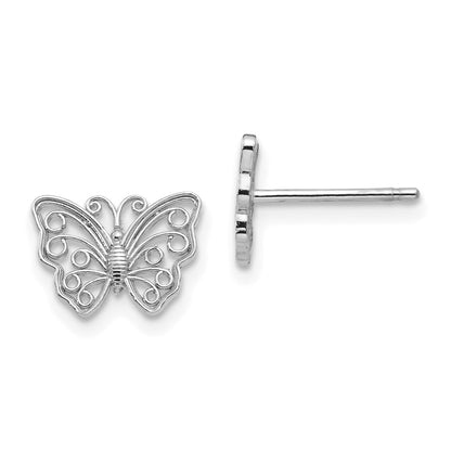 14K Weißgold Schmetterling Ohrstecker