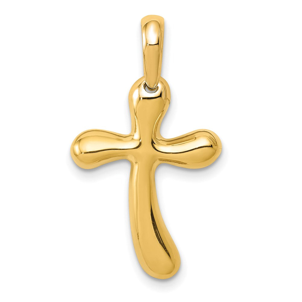 14K Gelbgold Polierter Freiform-Kreuz-Anhänger