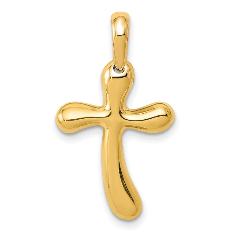 14K Gelbgold Polierter Freiform-Kreuz-Anhänger