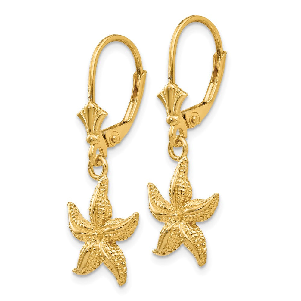 14K Gelbgold Seestern-Ohrringe mit Leverback-Verschluss