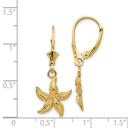 14K Gelbgold Seestern-Ohrringe mit Leverback-Verschluss