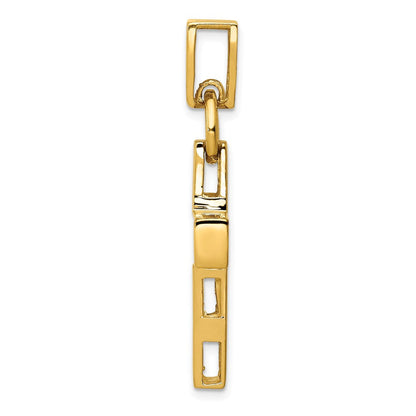 14K Gelbgold Hohl Kreuz Anhänger