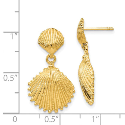 14K Gelbgold Muschelschalen-Ohrhänger mit Stecker