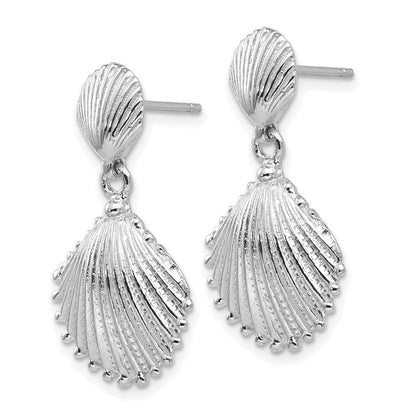 14K Weißgold Muschelschale-Ohrhänger mit Stecker