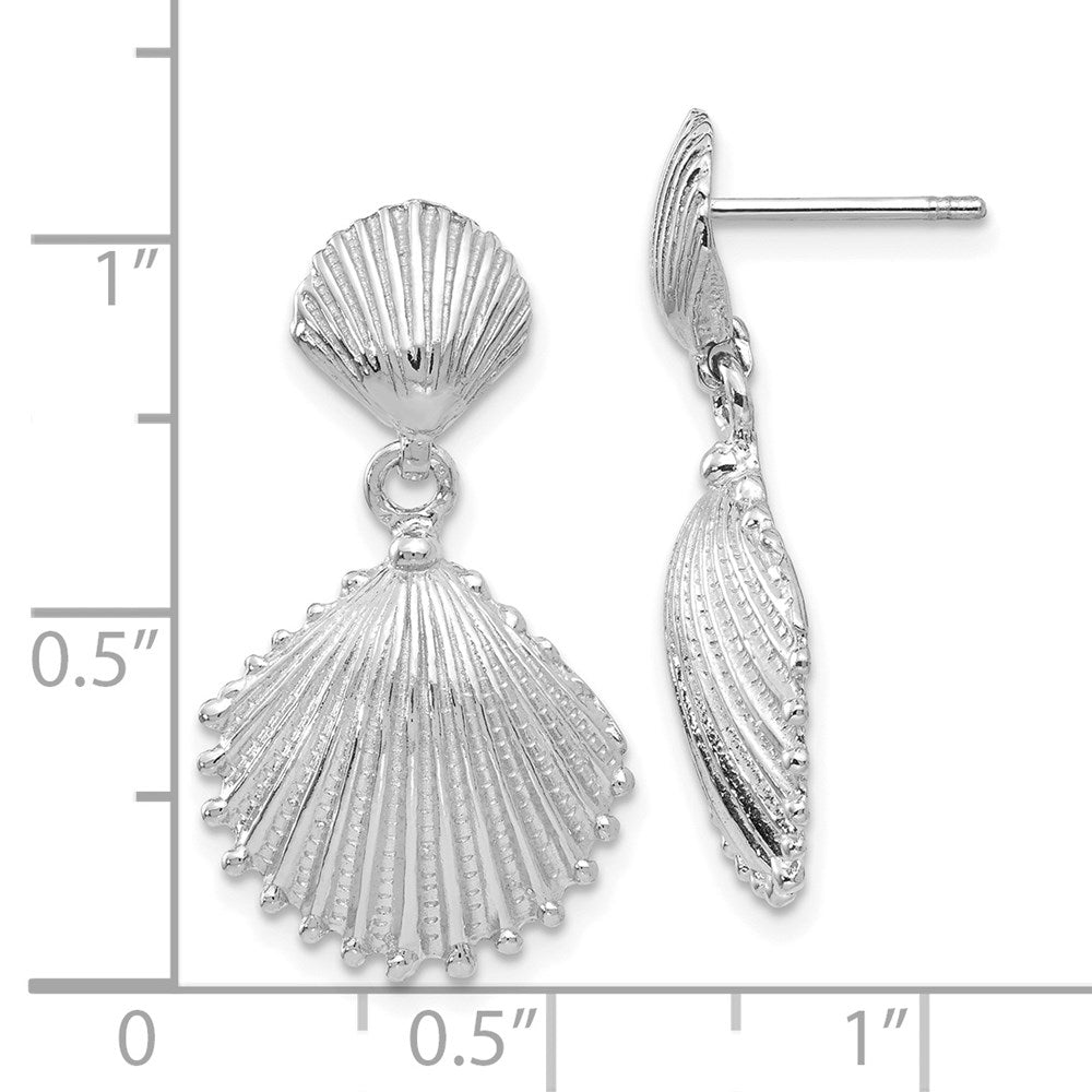 14K Weißgold Muschelschale-Ohrhänger mit Stecker