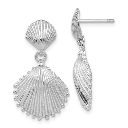14K Weißgold Muschelschale-Ohrhänger mit Stecker