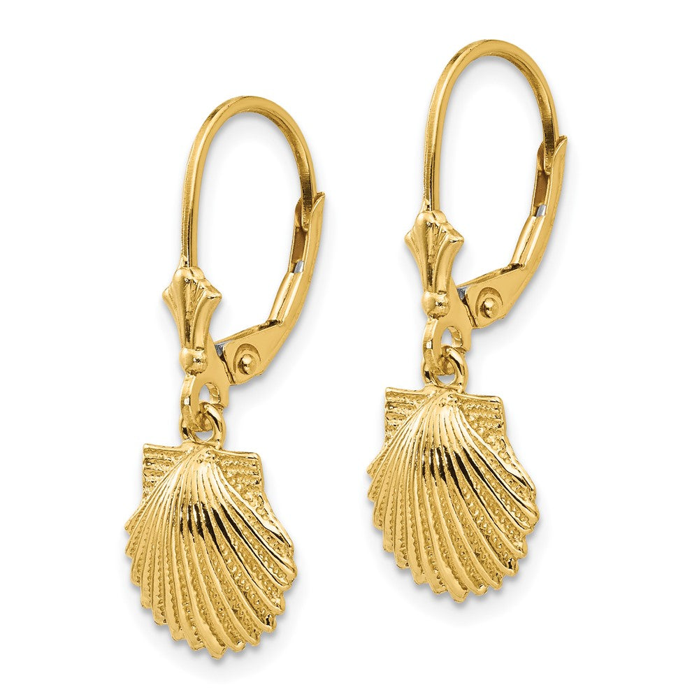 14K Gelbgold Muschelschalen-Ohrhänger mit Leverback-Verschluss