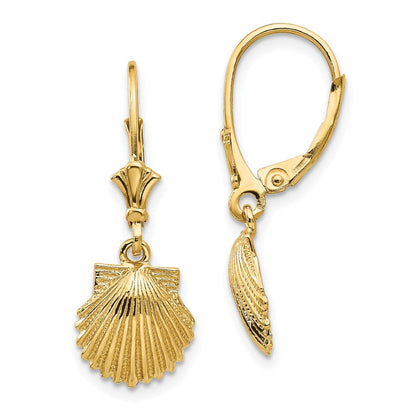 14K Gelbgold Muschelschalen-Ohrhänger mit Leverback-Verschluss