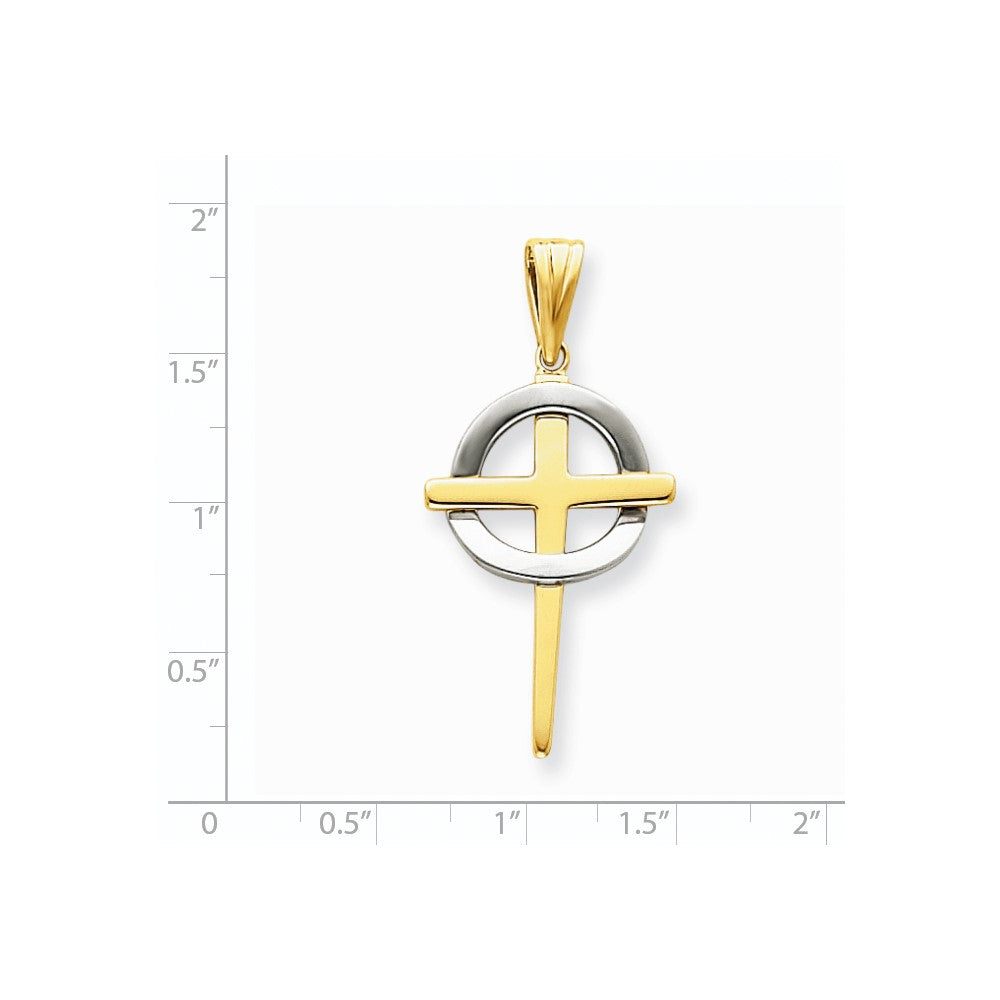 14K Bicolor Gold Keltisches Kreuz Anhänger