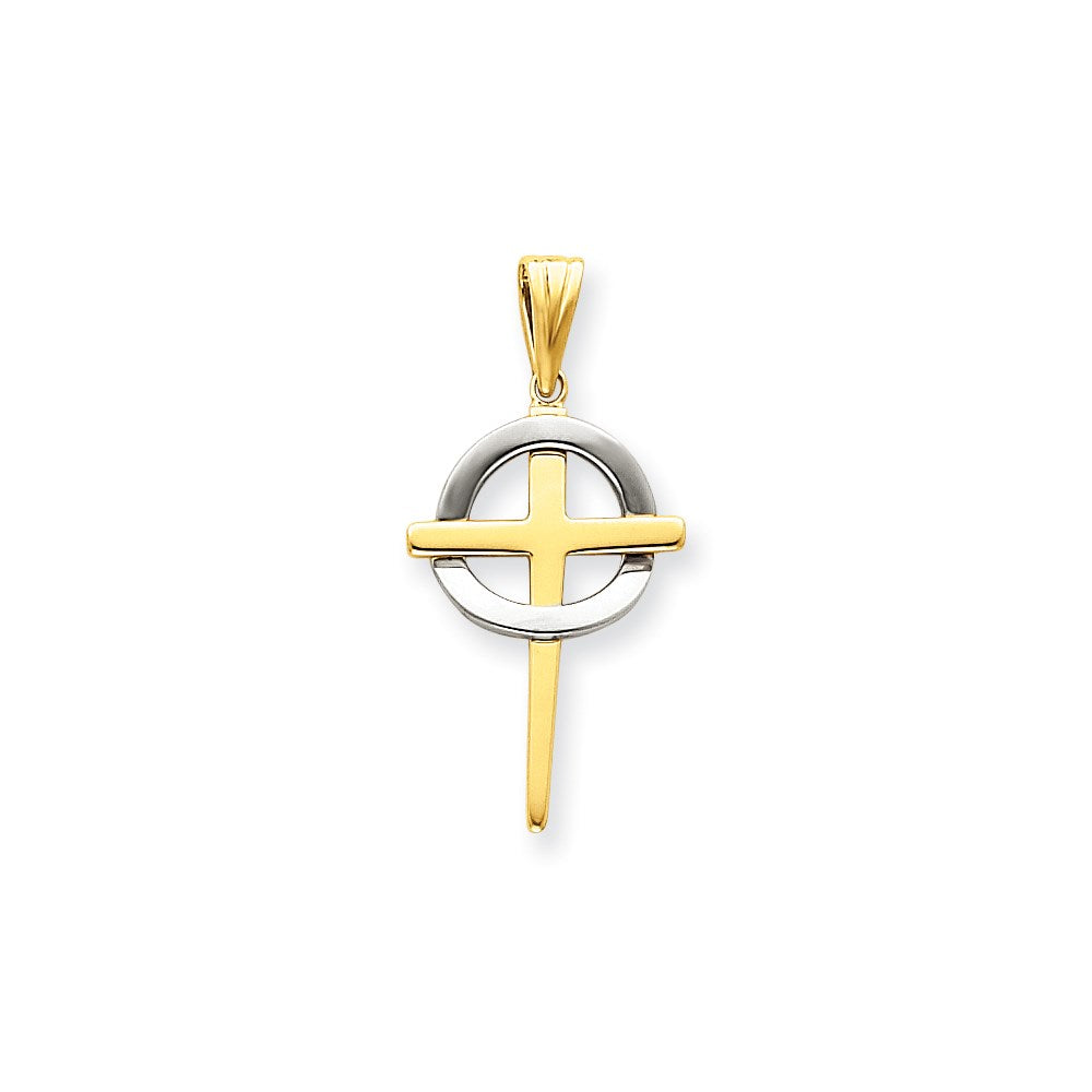 14K Bicolor Gold Keltisches Kreuz Anhänger