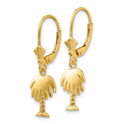 14K Gelbgold Palmenblatt-Ohrhänger mit Leverback-Verschluss