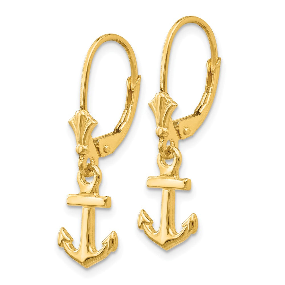 14K Gelbgold Anker-Ohrringe mit Leverback-Verschluss, Mini