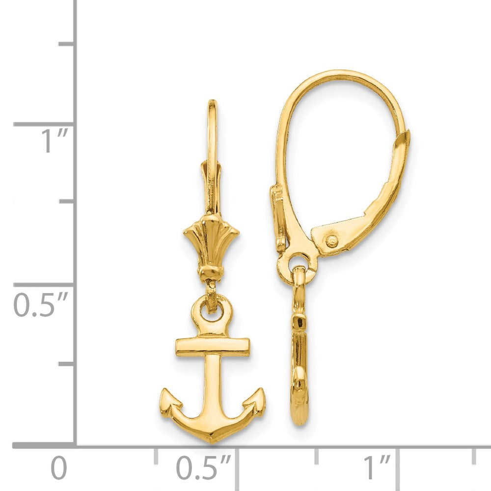 14K Gelbgold Anker-Ohrringe mit Leverback-Verschluss, Mini