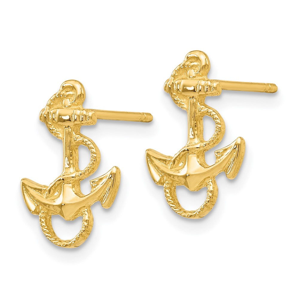 14K Gelbgold Anker mit Kordel Zierde Ohrstecker