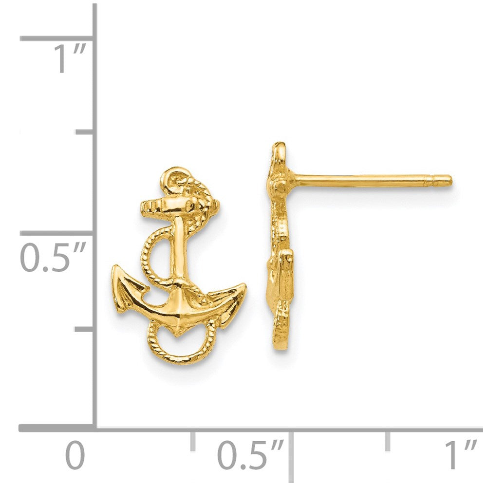 14K Gelbgold Anker mit Kordel Zierde Ohrstecker