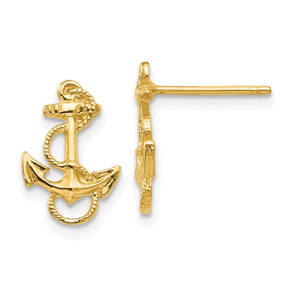 14K Gelbgold Anker mit Kordel Zierde Ohrstecker