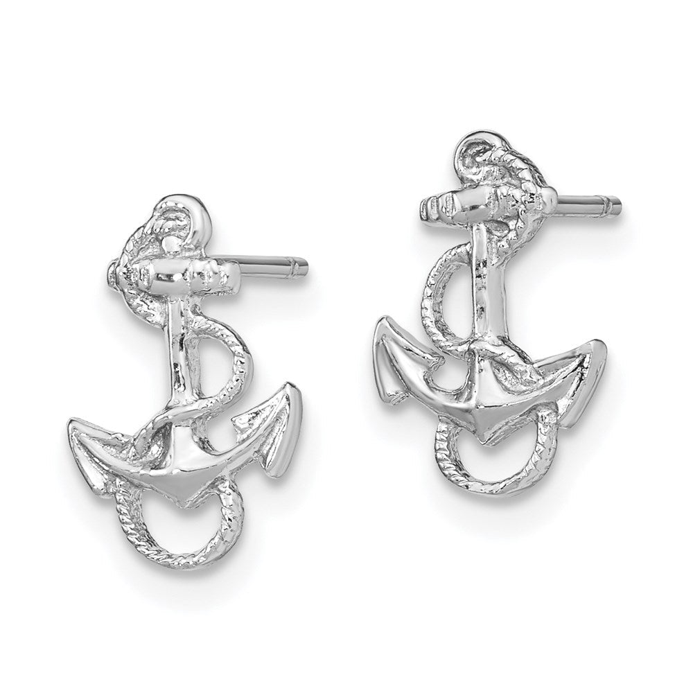 14K Weißgold Anker mit Kordel Zierde Ohrstecker