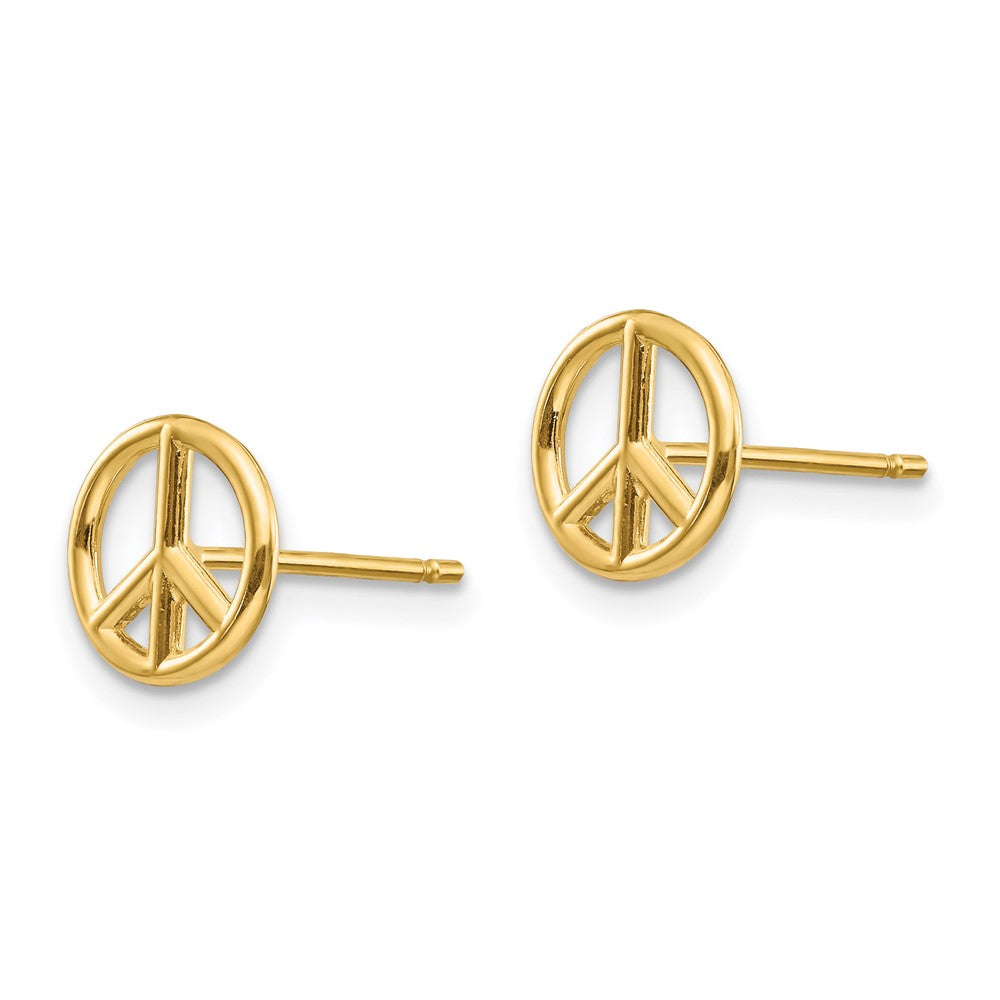 14K Gelbgold Poliert Frieden Symbol Ohrstecker