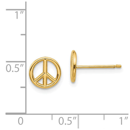 14K Gelbgold Poliert Frieden Symbol Ohrstecker