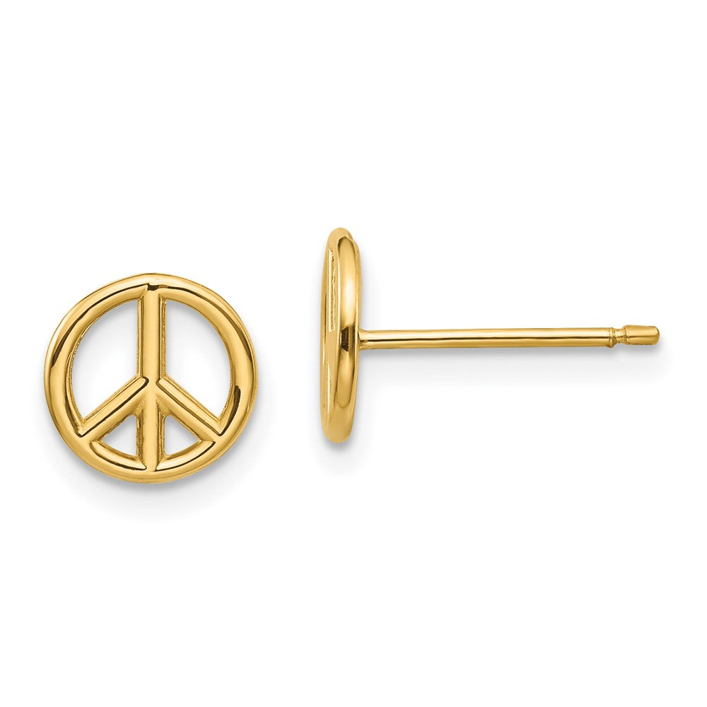 14K Gelbgold Poliert Frieden Symbol Ohrstecker
