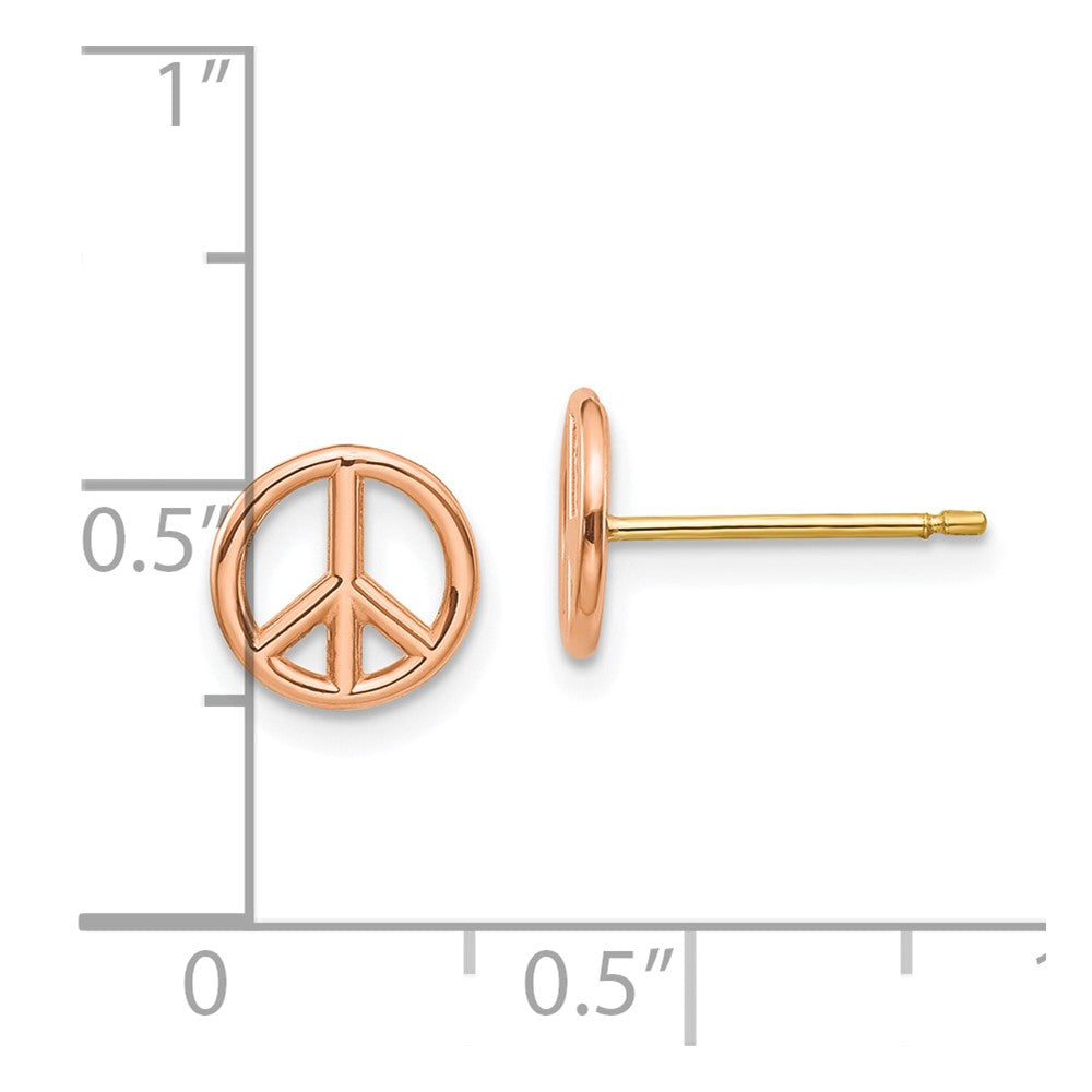 14K Bicolor Gelb & Roségold Poliert Frieden Symbol Ohrstecker