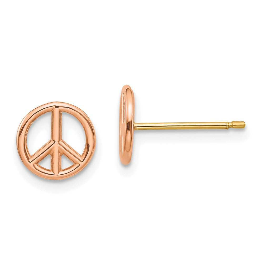 14K Bicolor Gelb & Roségold Poliert Frieden Symbol Ohrstecker