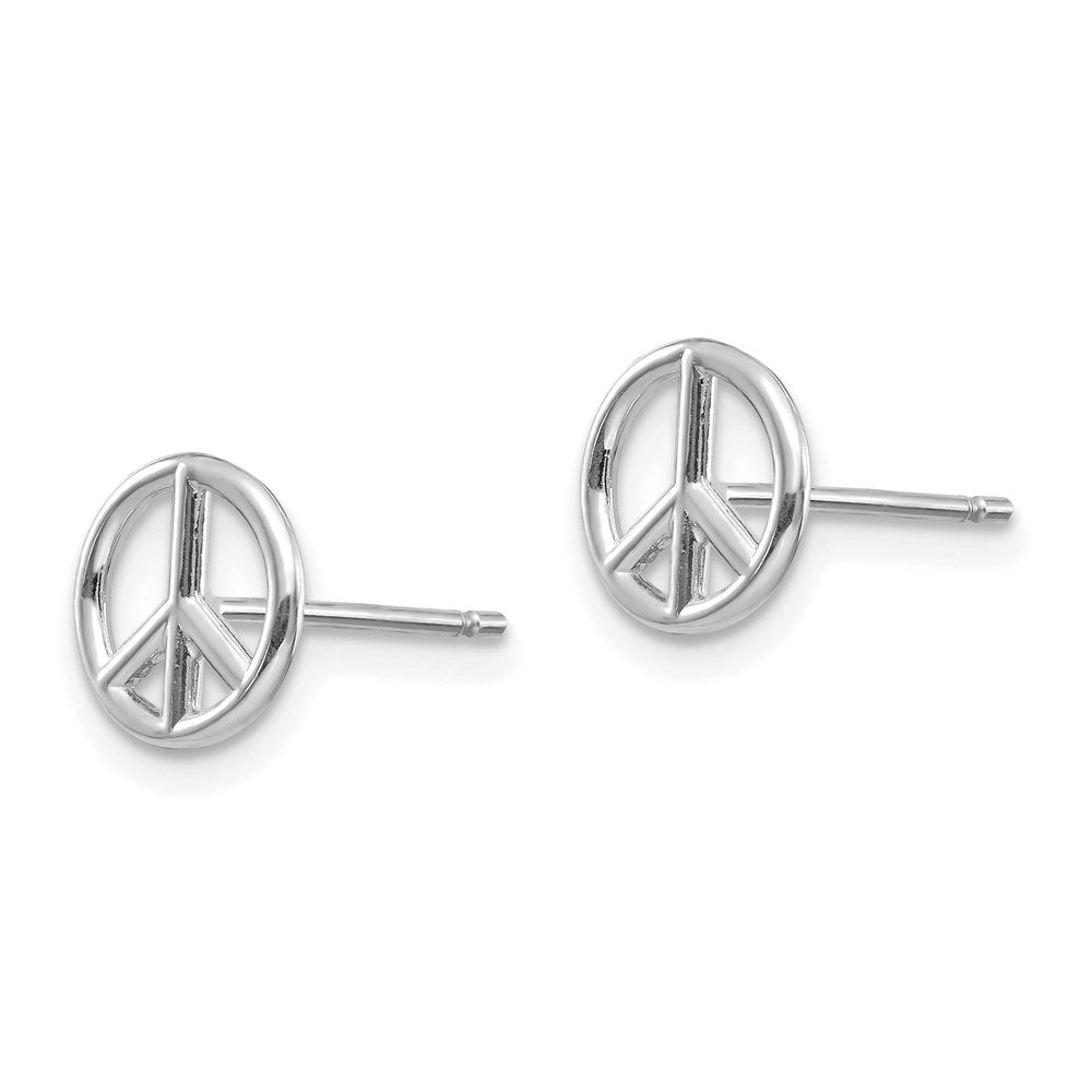 14K Weißgold Poliert Frieden Symbol Ohrstecker