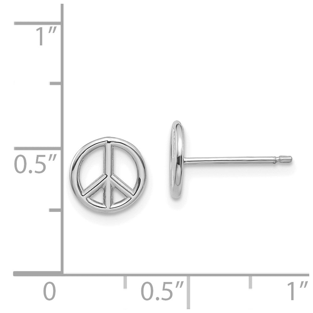 14K Weißgold Poliert Frieden Symbol Ohrstecker
