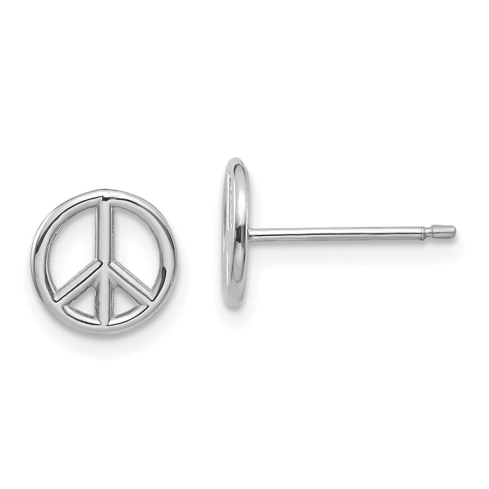 14K Weißgold Poliert Frieden Symbol Ohrstecker